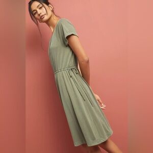 Anthropologie Saturday Sunday Waisted Cupro Dress, Green, Size XS
